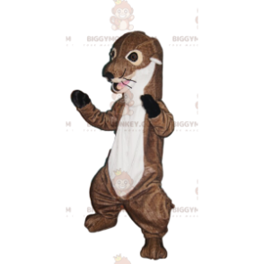 BIGGYMONKEY™ Costume da mascotte Lontra marrone e bianca con