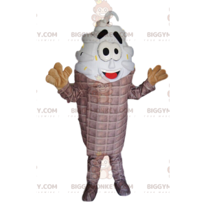 Costume da mascotte sorridente appetitoso cono gelato