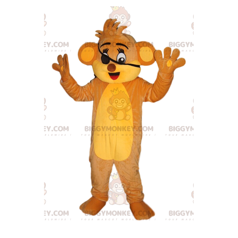 Lion cub BIGGYMONKEY™ mascot costume with eye patch. lion cub
