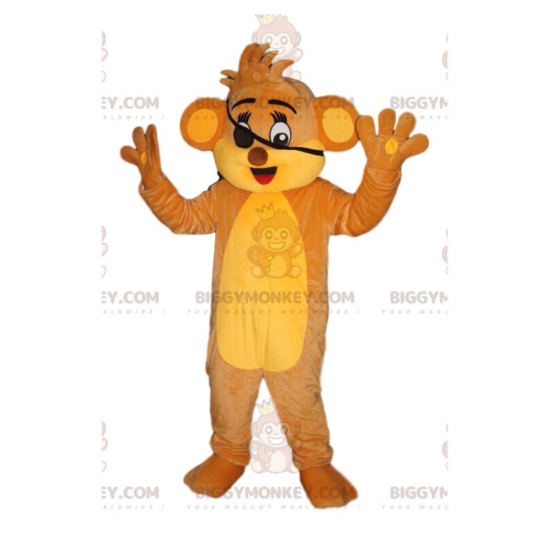 Traje de mascote de filhote de leão BIGGYMONKEY™ com tapa-olho.