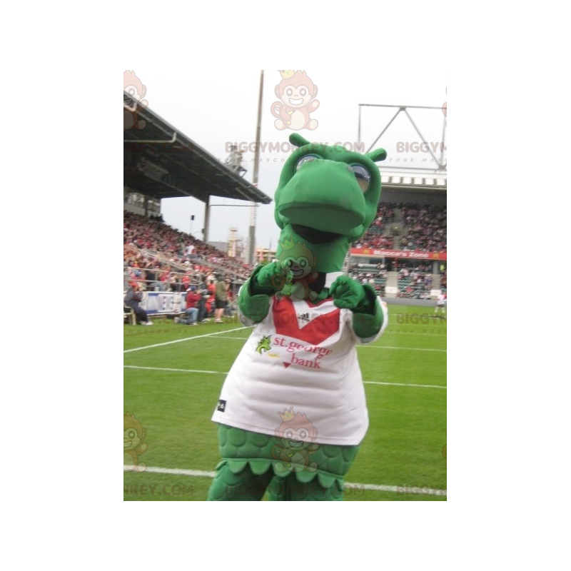BIGGYMONKEY™ Green Dragon Dinosaur Mascot Costume With Sports
