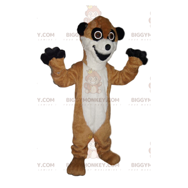 Costume mascotte BIGGYMONKEY™ caramello e mangusta bianca super