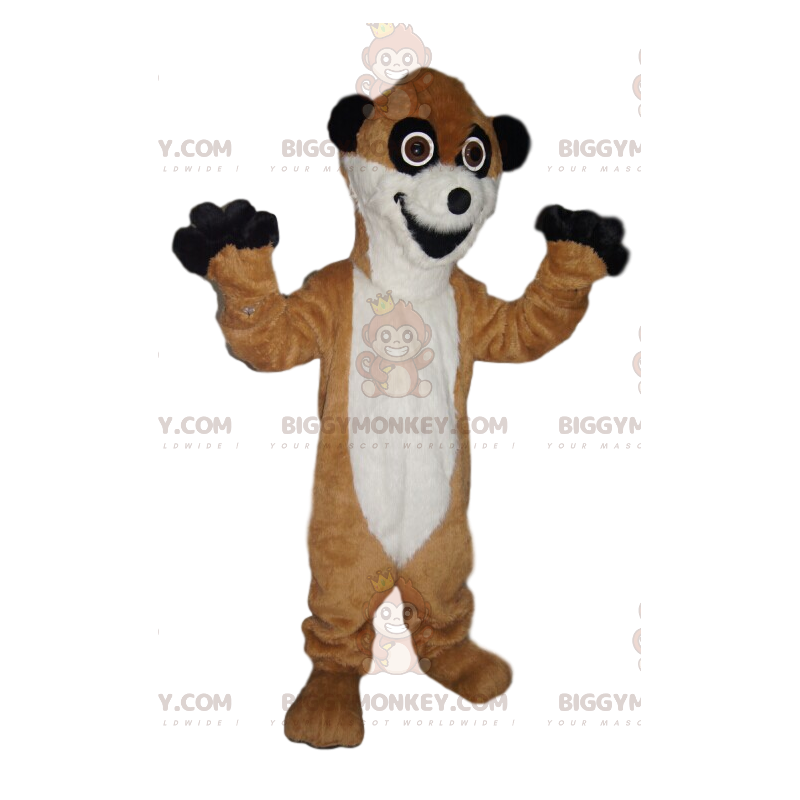 Super nadšený kostým maskota BIGGYMONKEY™ z karamelu a bílé