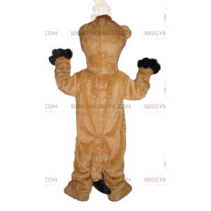 Super nadšený kostým maskota BIGGYMONKEY™ z karamelu a bílé