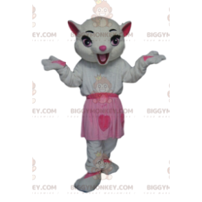 Disfraz de mascota White Pussy BIGGYMONKEY™ con falda rosa -