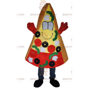 Traje de mascote de pizza BIGGYMONKEY™ fatia de azeitonas