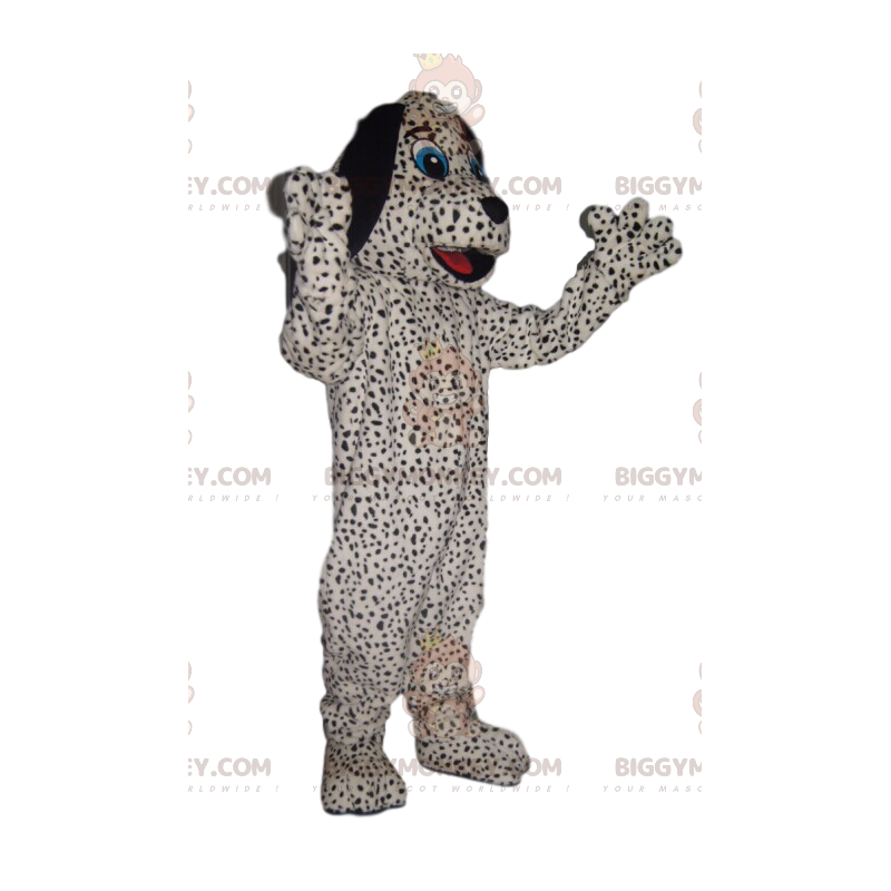 Costume mascotte BIGGYMONKEY™ cane bianco maculato nero -