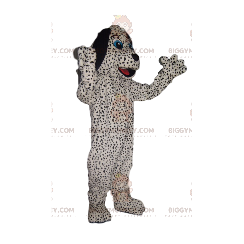 Fantasia de mascote BIGGYMONKEY™ de cachorro branco com manchas