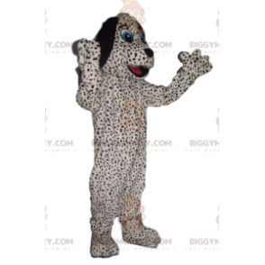 Costume de mascotte BIGGYMONKEY™ de chien blanc moucheté noir -