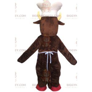 Brown Boar BIGGYMONKEY™ Mascot Costume with Hat and White Apron