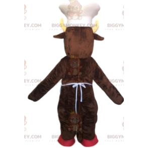 Brown Boar BIGGYMONKEY™ Mascot Costume with Hat and White Apron