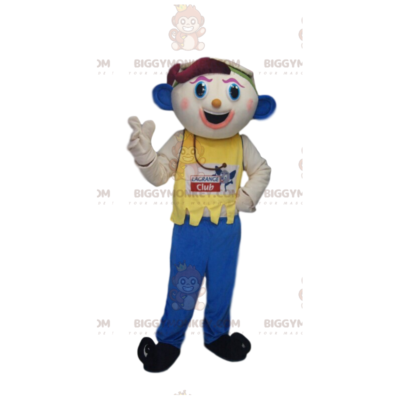 BIGGYMONKEY™ Mascot Costume Funny Man With Blue Ears –