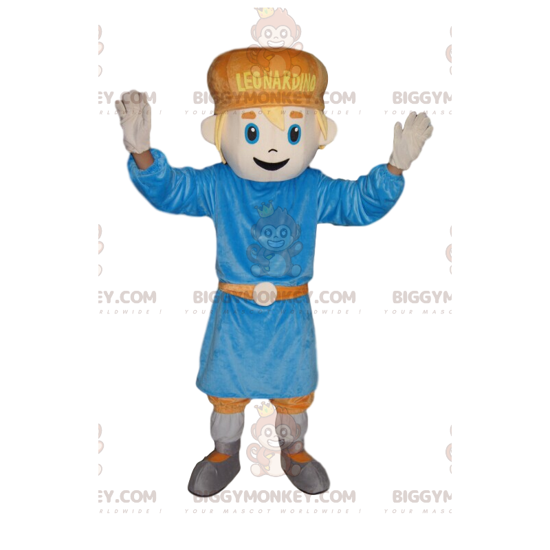 Kostium maskotki małego chłopca BIGGYMONKEY™ z niebieską tuniką