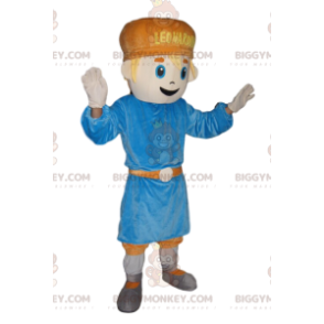 Little Boy BIGGYMONKEY™ Mascot Costume with Blue Tunic -