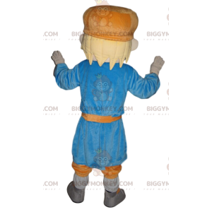 Little Boy BIGGYMONKEY™ Mascot Costume with Blue Tunic –