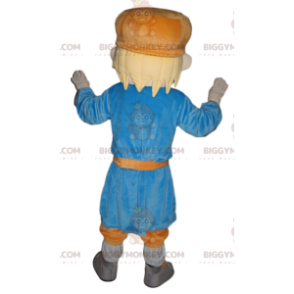 Little Boy BIGGYMONKEY™ Mascot Costume with Blue Tunic –