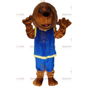 Traje de mascote de leão marrom BIGGYMONKEY™ com roupas