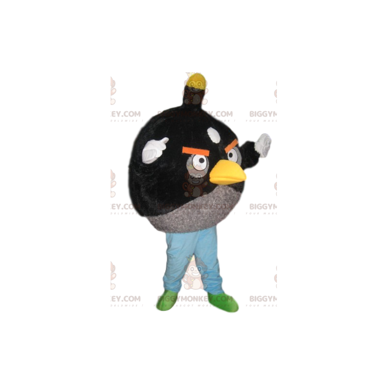 Angry Bird zwart en grijs BIGGYMONKEY™ mascottekostuum -