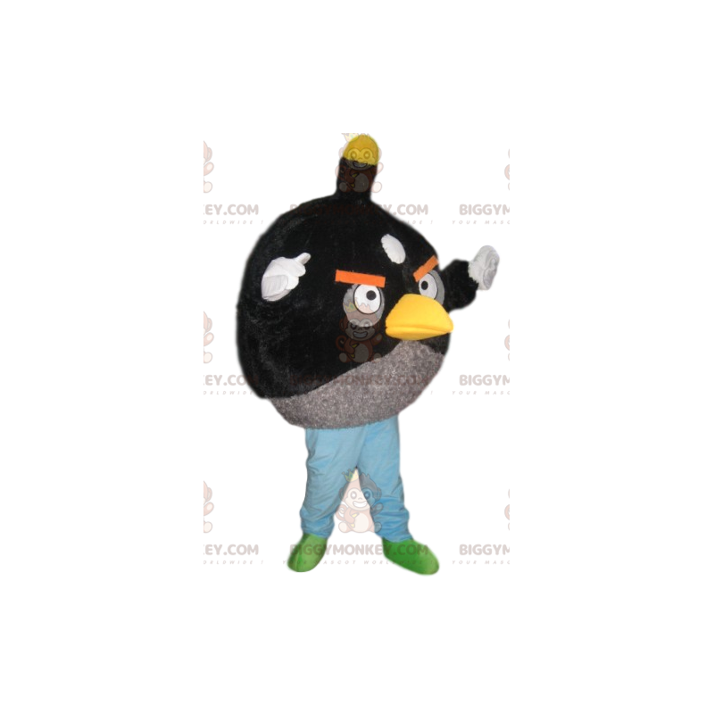 Kostým maskota Angry Bird v černé a šedé barvě BIGGYMONKEY™ –