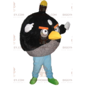 Angry Bird zwart en grijs BIGGYMONKEY™ mascottekostuum -