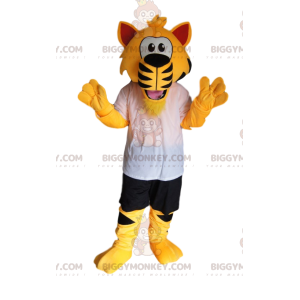 Costume de mascotte BIGGYMONKEY™ de tigre super enthousiaste