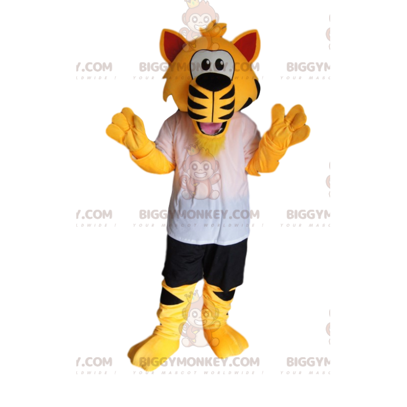 Super Enthusiastic Tiger BIGGYMONKEY™ Mascot Costume With