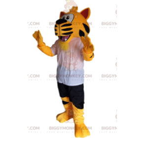 Super Enthusiastic Tiger BIGGYMONKEY™ Mascot Costume With