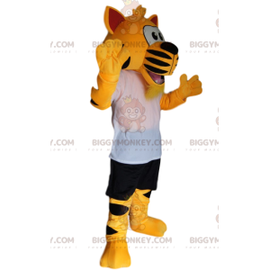 Costume da mascotte tigre super entusiasta BIGGYMONKEY™ con