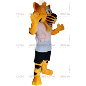 Super Enthusiastic Tiger BIGGYMONKEY™ Mascot Costume With