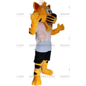 Superentusiastisk Tiger BIGGYMONKEY™ maskotdräkt med