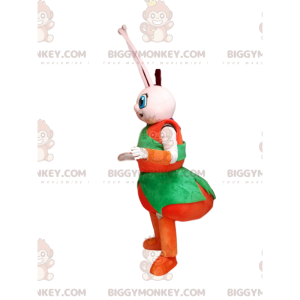 BIGGYMONKEY™ White Ant Mascot -asu punaisella ja vihreällä