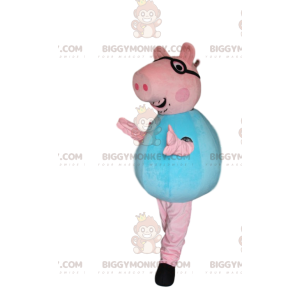 Fantasia de mascote de porco rosa BIGGYMONKEY™ com óculos e