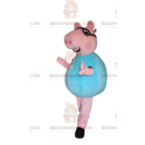 Disfraz de mascota de BIGGYMONKEY™ Pink Pig con gafas y camisa