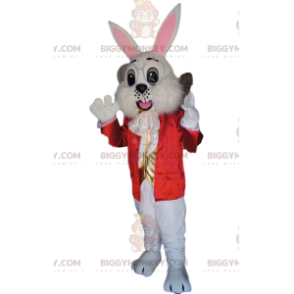 Kostým maskota bílého králíka BIGGYMONKEY™ s červenou bundou a
