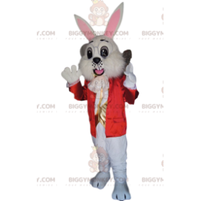 White Rabbit BIGGYMONKEY™ Mascot Costume with Red Jacket and