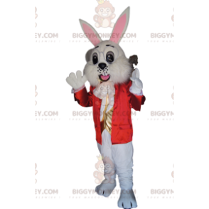 Costume de mascotte BIGGYMONKEY™ de lapin blanc avec une veste