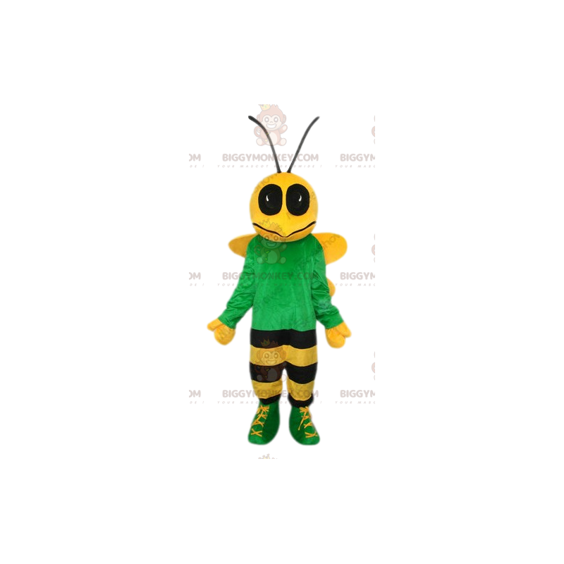 Traje de mascote BIGGYMONKEY™ de abelha amarela e preta com