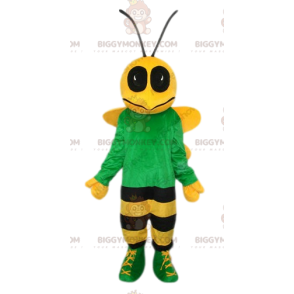 Yellow and Black Bee BIGGYMONKEY™ Mascot Costume with Green