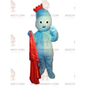 BIGGYMONKEY™ Mascot Costume Aqua Blue Character with Red Crown
