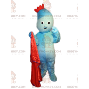 BIGGYMONKEY™ Mascot Costume Aqua Blue Character with Red Crown