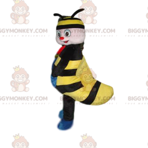 BIGGYMONKEY™ maskotdräkt av liten svart och gul insekt med ett