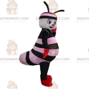 BIGGYMONKEY™ maskotdräkt av liten svart och rosa insekt med ett