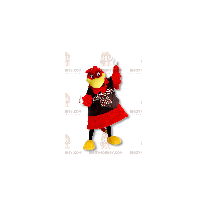 Disfraz de mascota pájaro gigante rojo y amarillo BIGGYMONKEY™