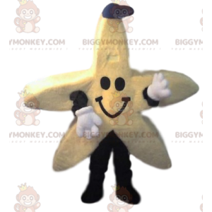 Yellow Star BIGGYMONKEY™ Mascot Costume with Jeans Cap –
