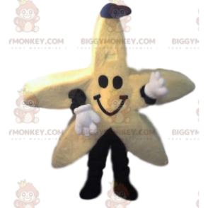 Gele ster BIGGYMONKEY™ mascottekostuum met jeanspet -