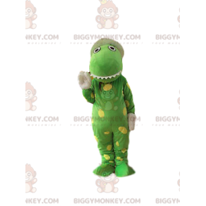 BIGGYMONKEY™ maskottiasu erittäin hauska vihreä krokotiili