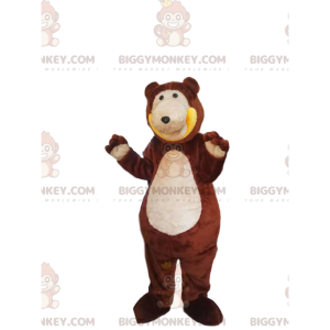 Traje de mascote BIGGYMONKEY™ Urso Pardo com Sorriso Enorme –