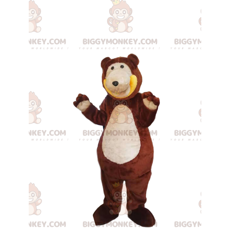BIGGYMONKEY™ μασκότ στολή καφέ αρκούδα με τεράστιο χαμόγελο -