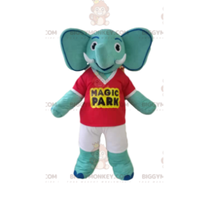 Traje de mascote de elefante azul BIGGYMONKEY™ com camiseta