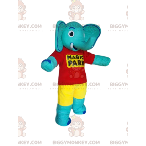 Traje de mascote de elefante azul BIGGYMONKEY™ com camiseta